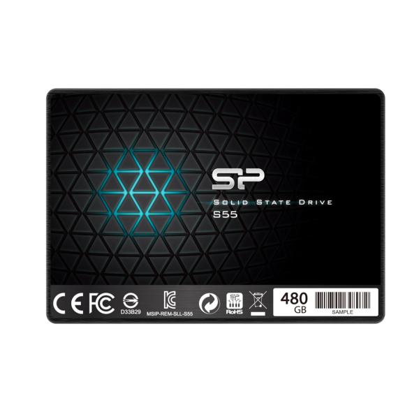Silicon Power SP480GBSS3S55S25 Slim S55 SSD, 480 GB, 2,5 inch, SATA3, 6 GB s, SLC, 560 500 MB s, blauw