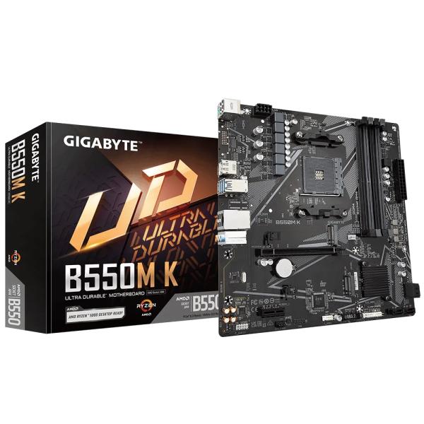 Gigabyte b550m k, amd, socket am4, b550, ddr4, dubbele pcie 4.0 3.0 m.2