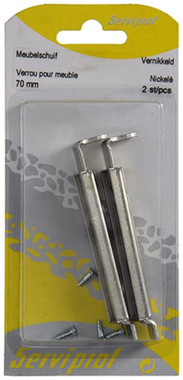 Mack 1013272 - 2 meubelschuiven vernikkeld a 70 - b 21 mm | 5 stuks