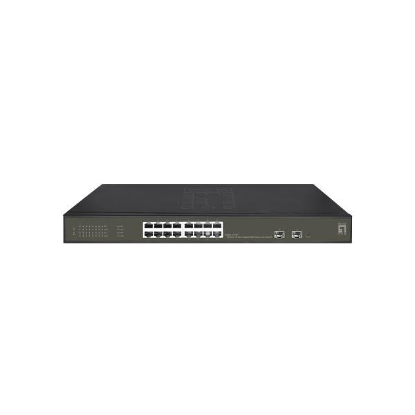 Levelone GES-2118p Hilbert 18-poorts gigabit POE Smart Lite beheerde L2-switch, 16x POE, 230W, 2x SFP