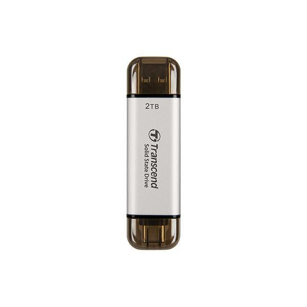Transcend ts1tesd310s esd310s externe SSD, 1TB, USB 10GBPS, type CA, 1050 MB/s, zilver