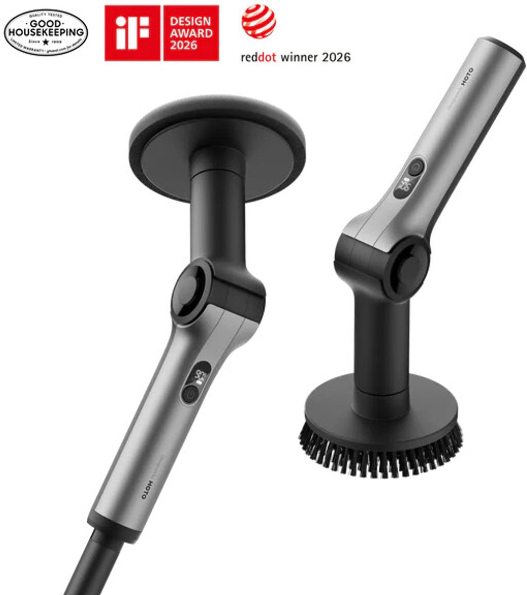 Hoto flexi cordless spin scrubber – flexi draadloze spinningborstel – verstelbare hoek uitschuifbare handgreep – 8 borstelkoppen – ipx7 waterdicht – slim display – tot 110 minuten gebruiksduur