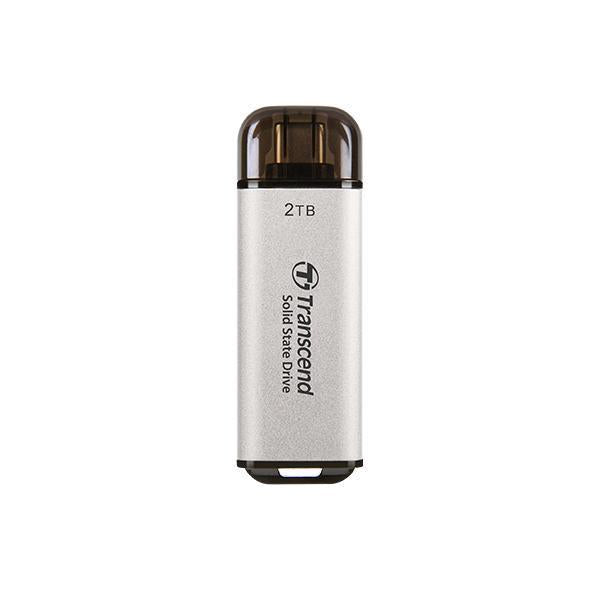 Transcend ts2tesd300s esd300s externe SSD, 2 TB, USB type-C, 10 GB/s, 1050 950 MB/s, zilver