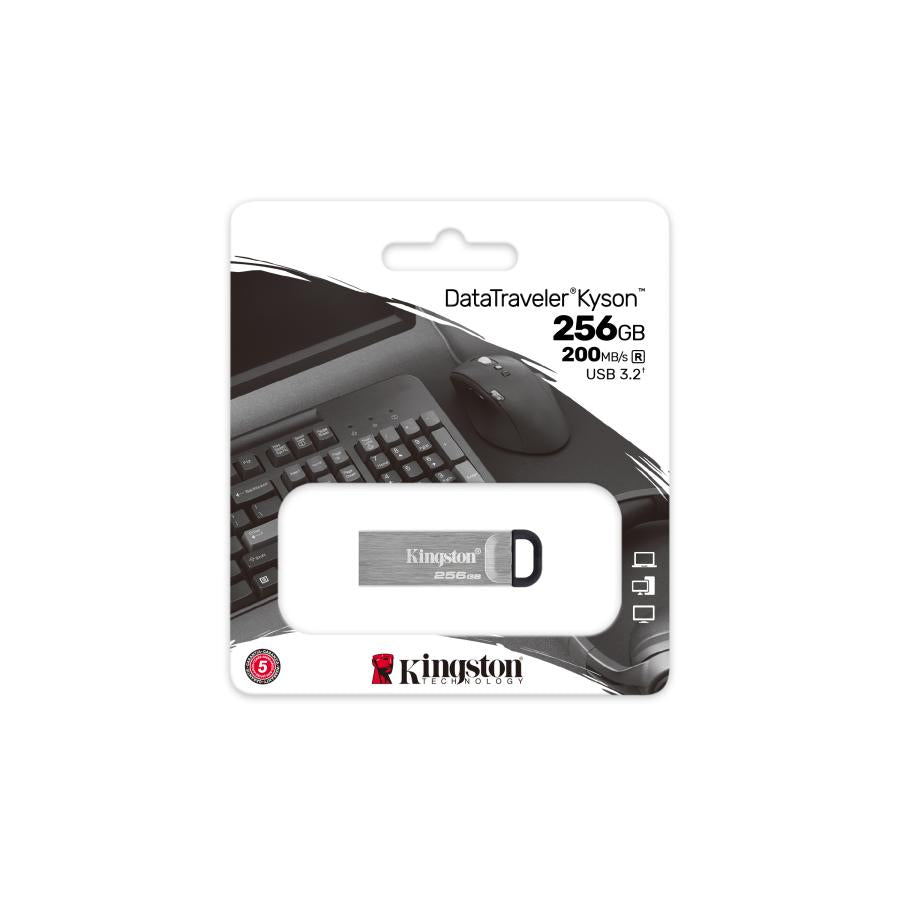 Kingston dtkn 256gb datatraveler kyson usb-stick, 256 gb, usb 3.2 type-a, 200 60 mb s, zilver
