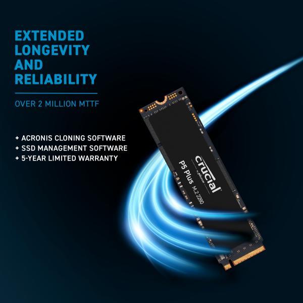 Crucial ct500p3pssd8 ct500p3ps p3 plus ssd, 500gb, m.2 pcie nvme, 3d nand, 4700 1900 mbs