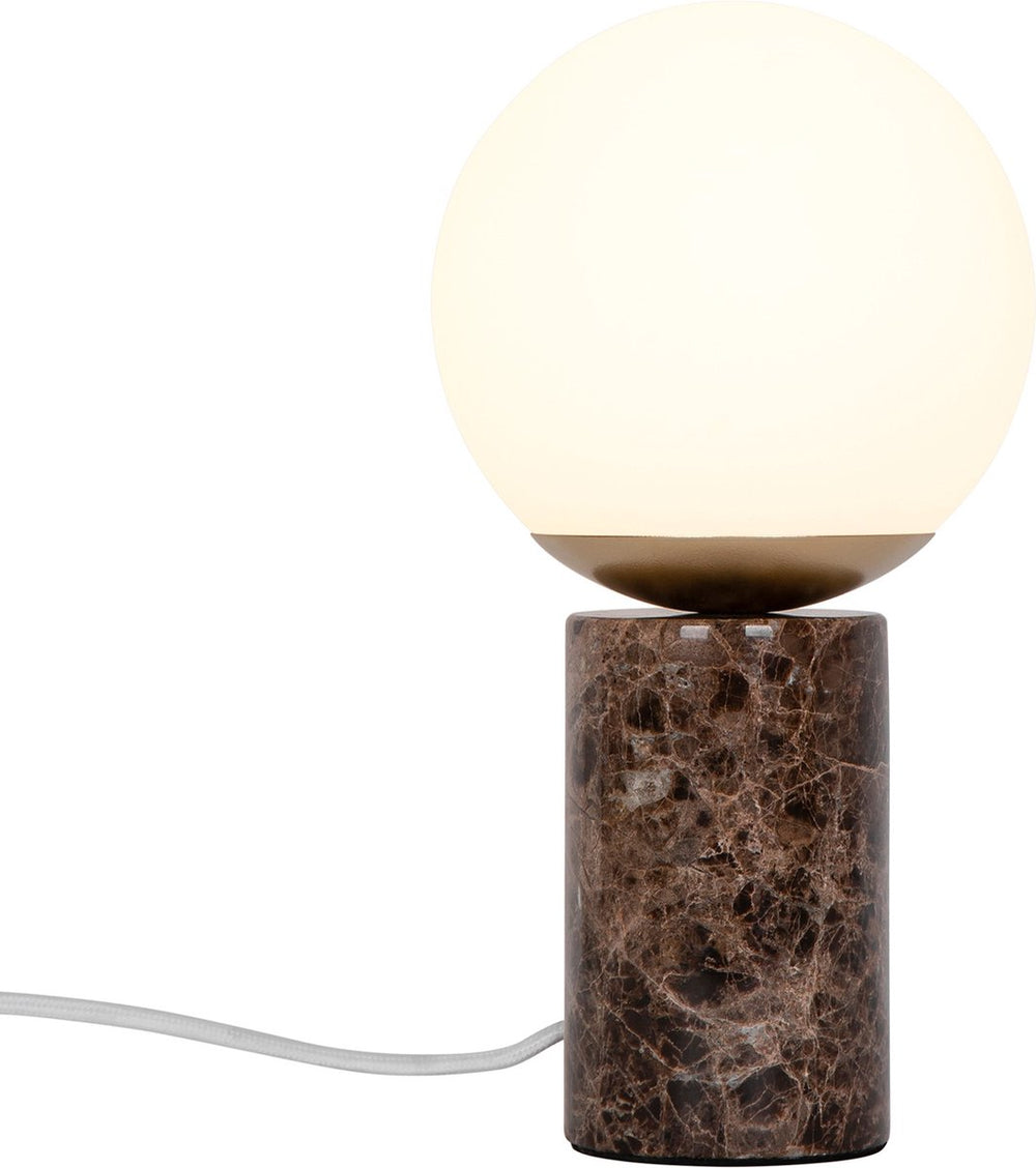 Nordlux lilly-tafellamp-e14-opaal glas-bruin marmer