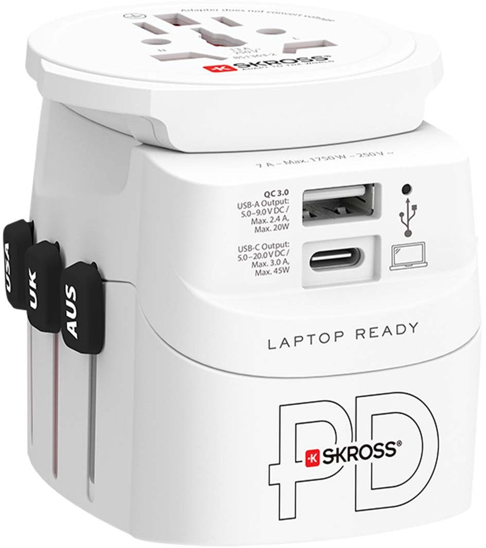 Skross 1.302474 reisstekker pro light usb ac45pd world