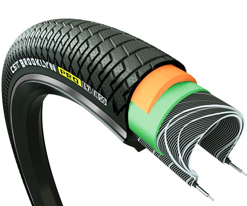 Cst buitenband brooklyn pro cargo 20 x 2.15 55-406 - zwart met reflectie