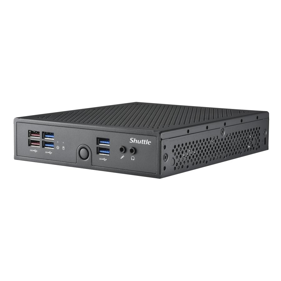 Shuttle ds50u xpc slanke barebone pc, Intel Celeron 7305, DDR5, 2,5 GB + 1 GB, ventilatorloos, 24/7, 90 W