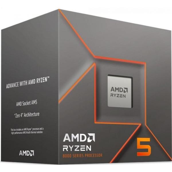 AMD 100-000001591 Ryzen 5 8400F-lade, AM5, 6-core HTT, 4,2 4,7 GHz, 16 MB L3, 65 W