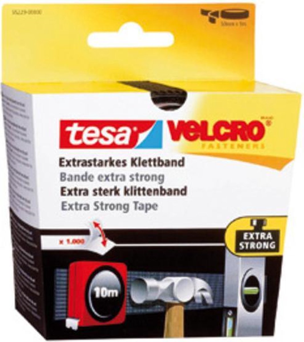 Tesa -velcro klittenbandstrook 55229-zw - 50 mm x 1 m - zwart