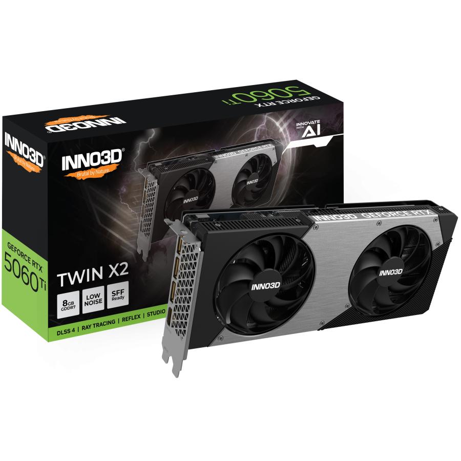 Inno3d geforce rtx 5060 ti twin x2 8gb grafische kaart (3x displayport, 1x hdmi 2.1, dlss 4)