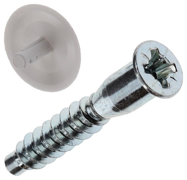 Mack 1013704 - 12 unitaschroeven met afdekkapwit m 6,3 x 40 mm | 10 stuks