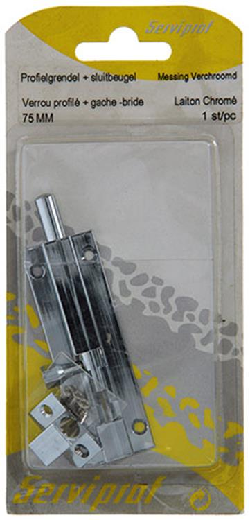 Mack 1013685 - 1 schuifgrendel messing verchroomd a 75 - b 16 mm | 5 stuks