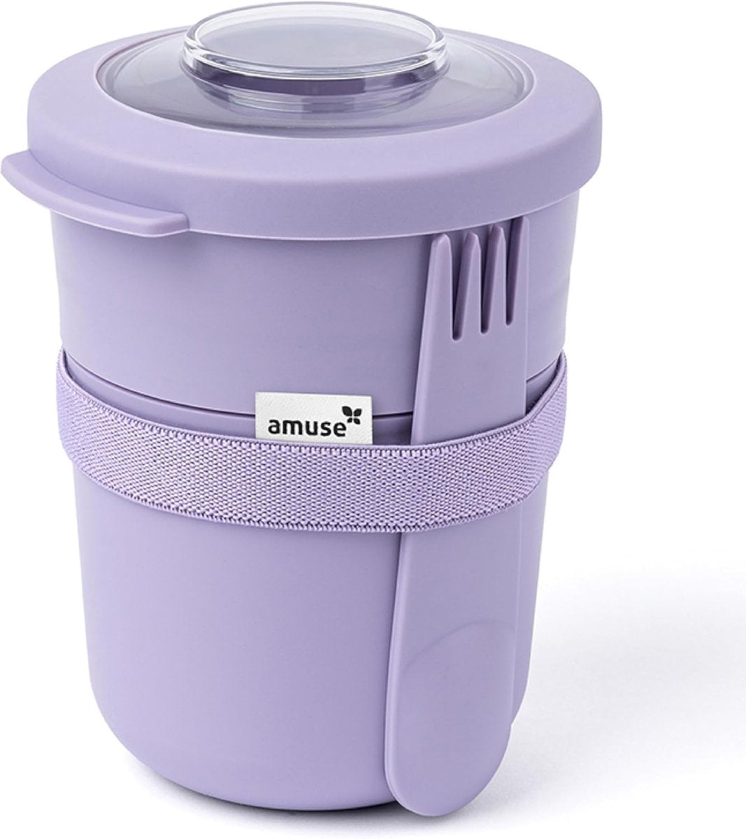 Amuse tylla duo lavender lunchbox - 150ml + 450ml - yoghurt beker to go - perfect afsluitbare muesli beker met spork - lekvrije lunchpot - bpa-vrije soepbeker – paars