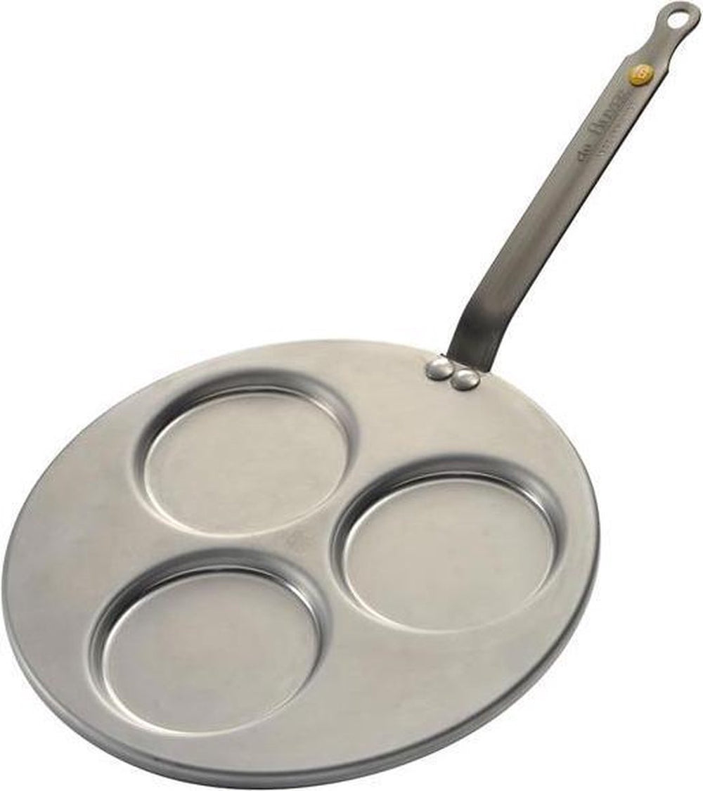 Debuyer de buyer mineral b tri-blinis pan 27 cm – pannenkoekpan met 3 vakken – plaatstaal – pfas-vrij – geschikt voor inductie