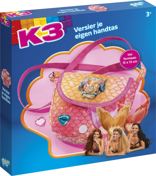Totum k3 handtasje versieren - 15 x 13 cm - met steentjes - speelgoed kinderen - knutselen - voor meisjes - ook voor kleuters - vanaf 3 jaar -