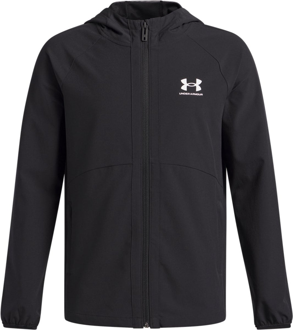 Under armour ua vibe woven windbreaker-blk jongens sportjas - zwart - wit