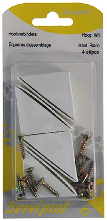 Mack 1013643 - 4 hoekverbinders hoog wit | 5 stuks