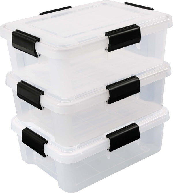 Iris airtight opbergbox - 10l - stapelbaar - luchtdicht - kunststof - transparant - set van 3