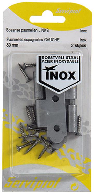 Mack 1013707 - 2 spaanse paumellen links inox h 80 - b 45 mm | 5 stuks