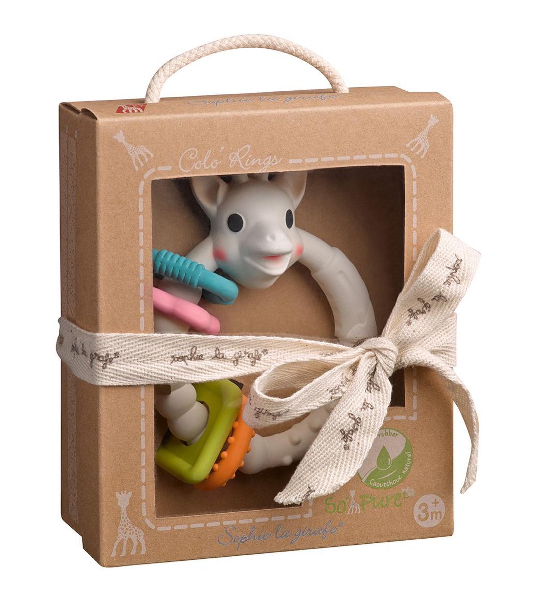 Sophie de giraf colo'rings - bijtring - babyspeelgoed - kraamcadeau - babyshower cadeau - 100% natuurlijk rubber - in gerecyled geschenkdoosje met organic katoenen strikje - vanaf 0 maanden