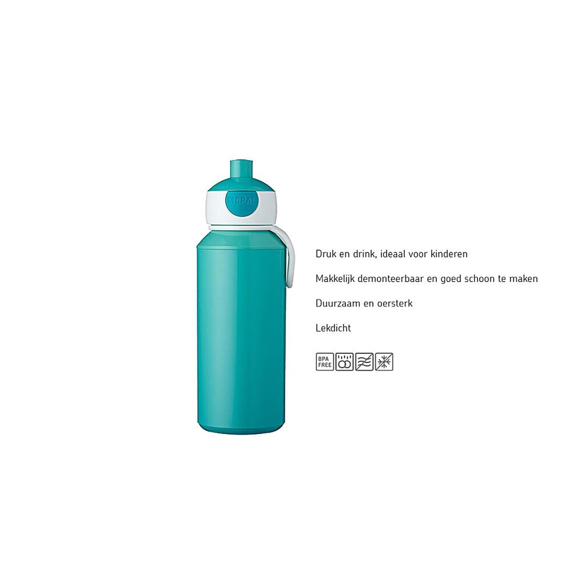 Mepal pop-up drinkfles campus - 400 ml - sluit goed af - drinkbeker voor kinderen - stitch
