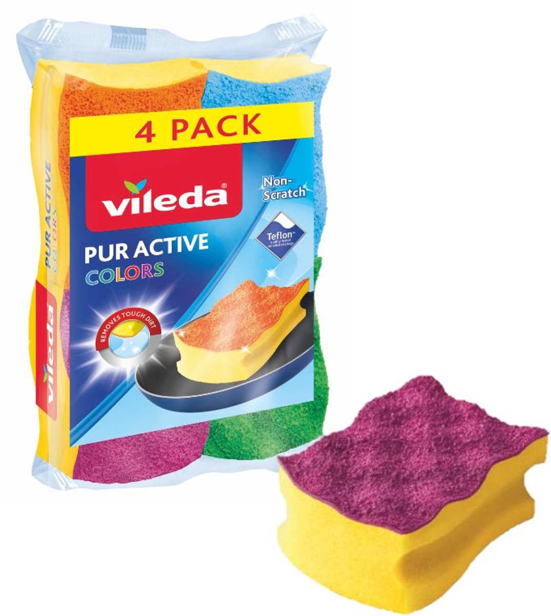 Vileda colors schuursponzen - 4 per verpakking