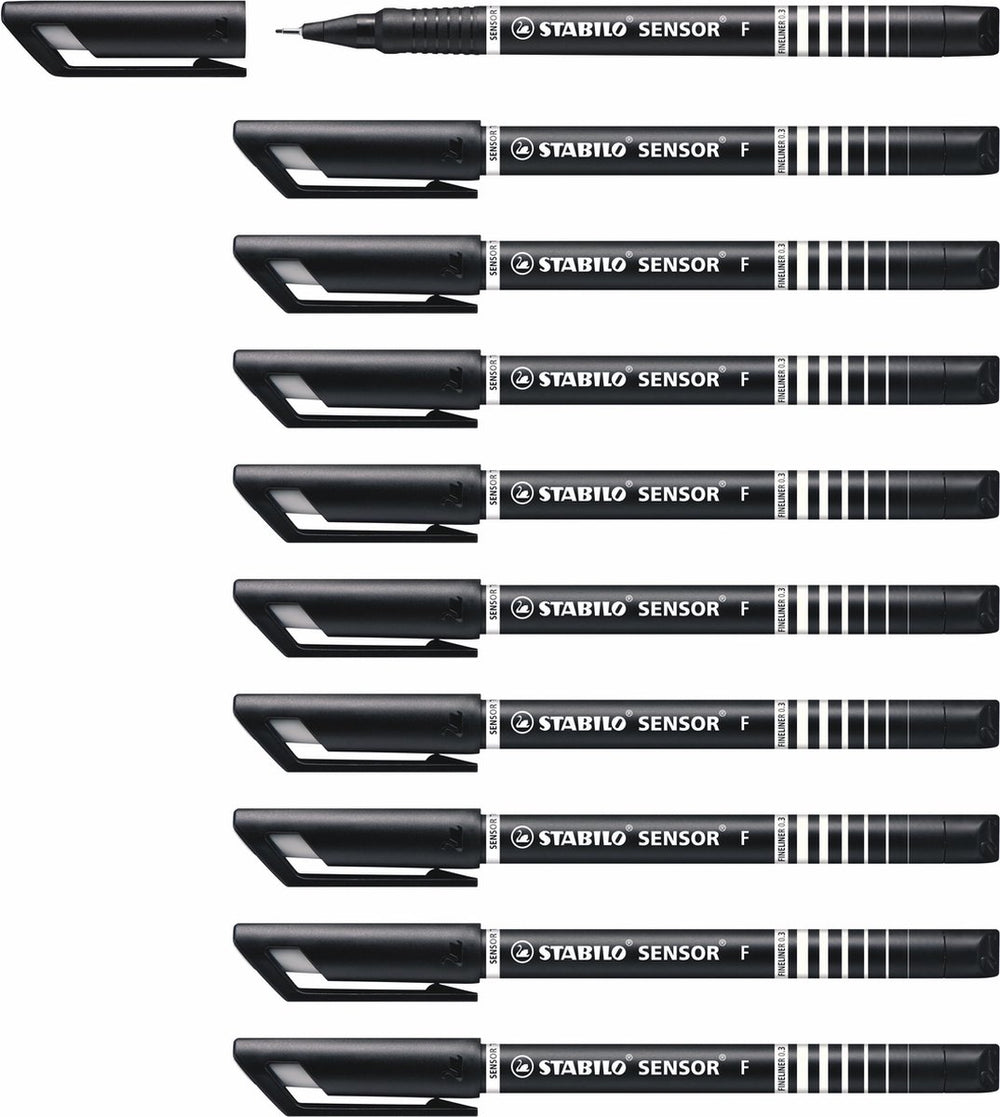 Stabilo sensor - fineliner 0.3 mm - zwart - doos 10 stuks
