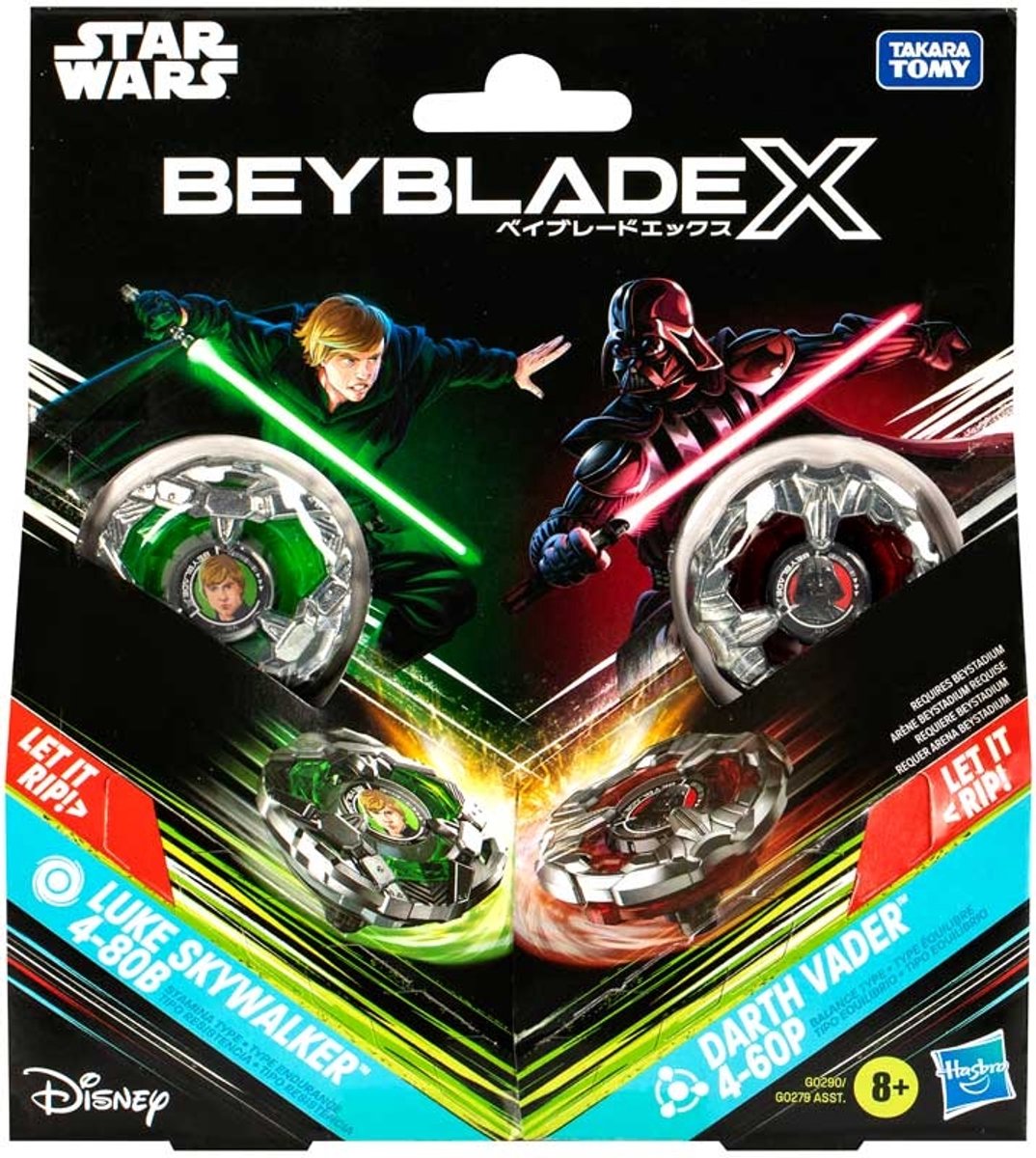 Hasbro beyblade x en star wars, luke skywalker 4-80b vs. darth vader 4-60b multipack