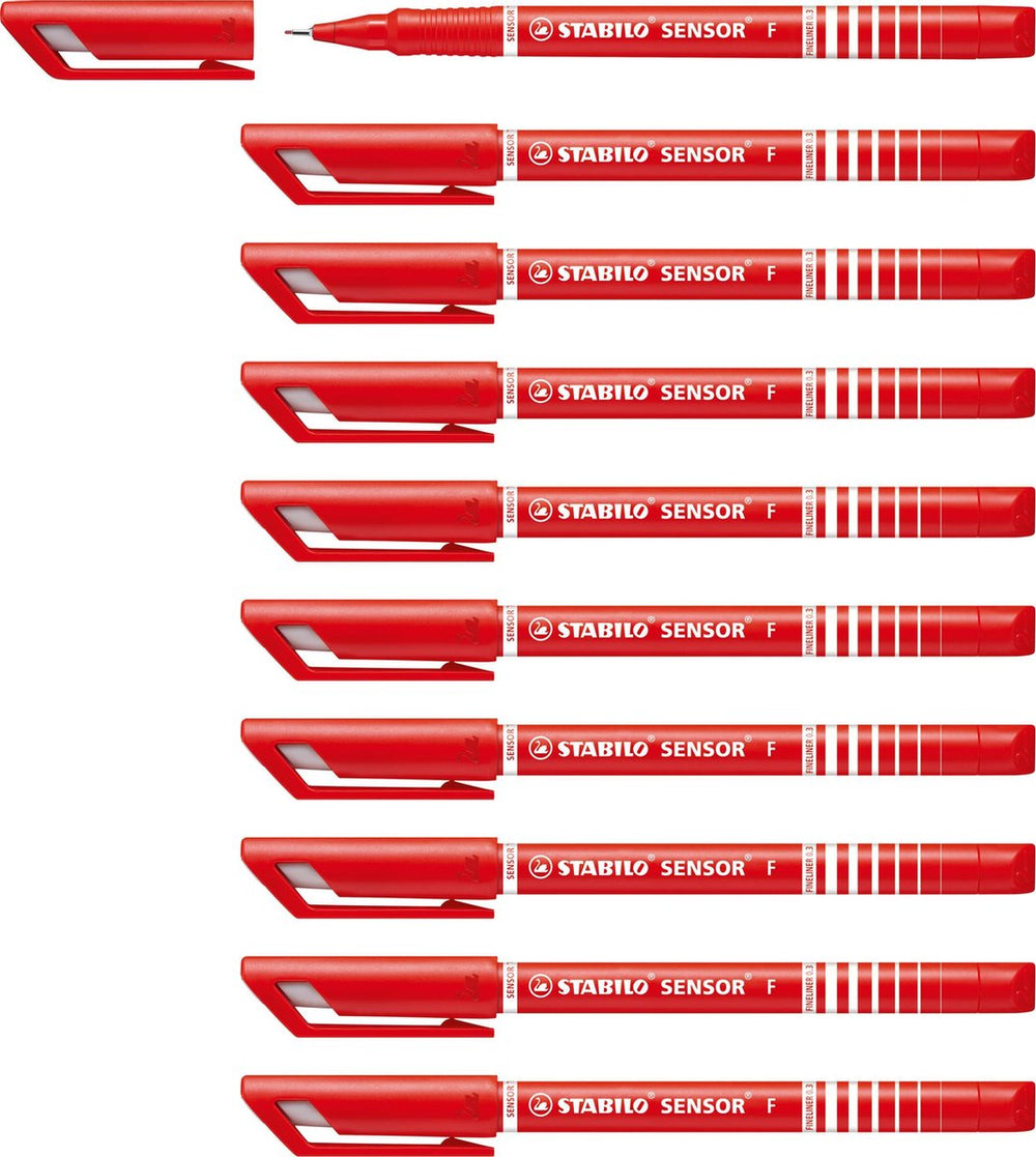 Stabilo sensor - fineliner 0,3 mm - rood - doos 10 stuks
