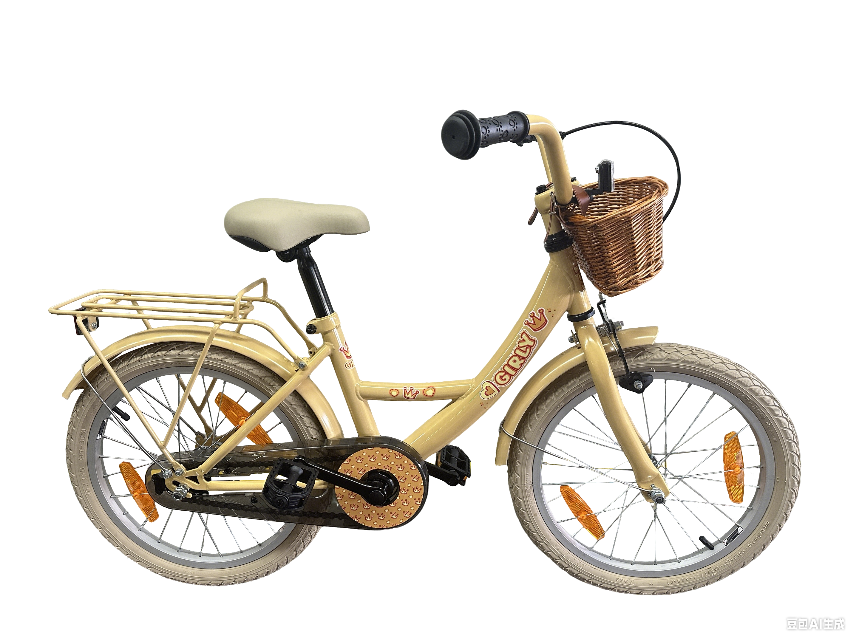 Bikefun kinderfiets girly 18 inch - met mandje en remnaaf - goud