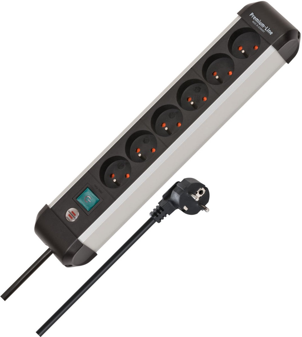 Brennenstuhl premium-alu-line stekkerdoos 6-voudig 3 m h05vv-f 3g1,5 penaarde