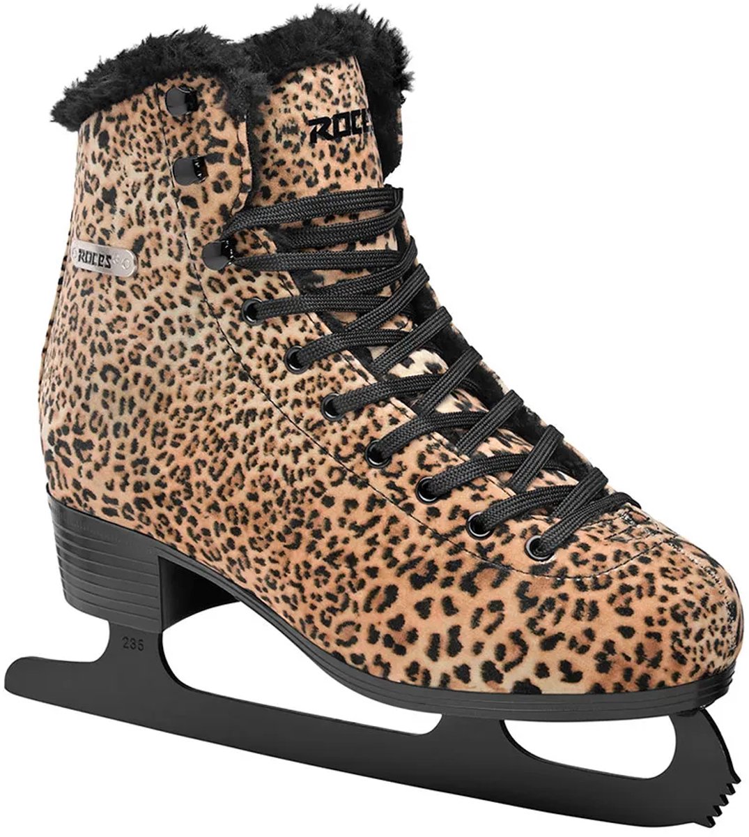 Roces - leopard - kunstschaatsen - schaatsen dames - bruin - warme fleece voering klassieke stabiliteit - maat eu 38