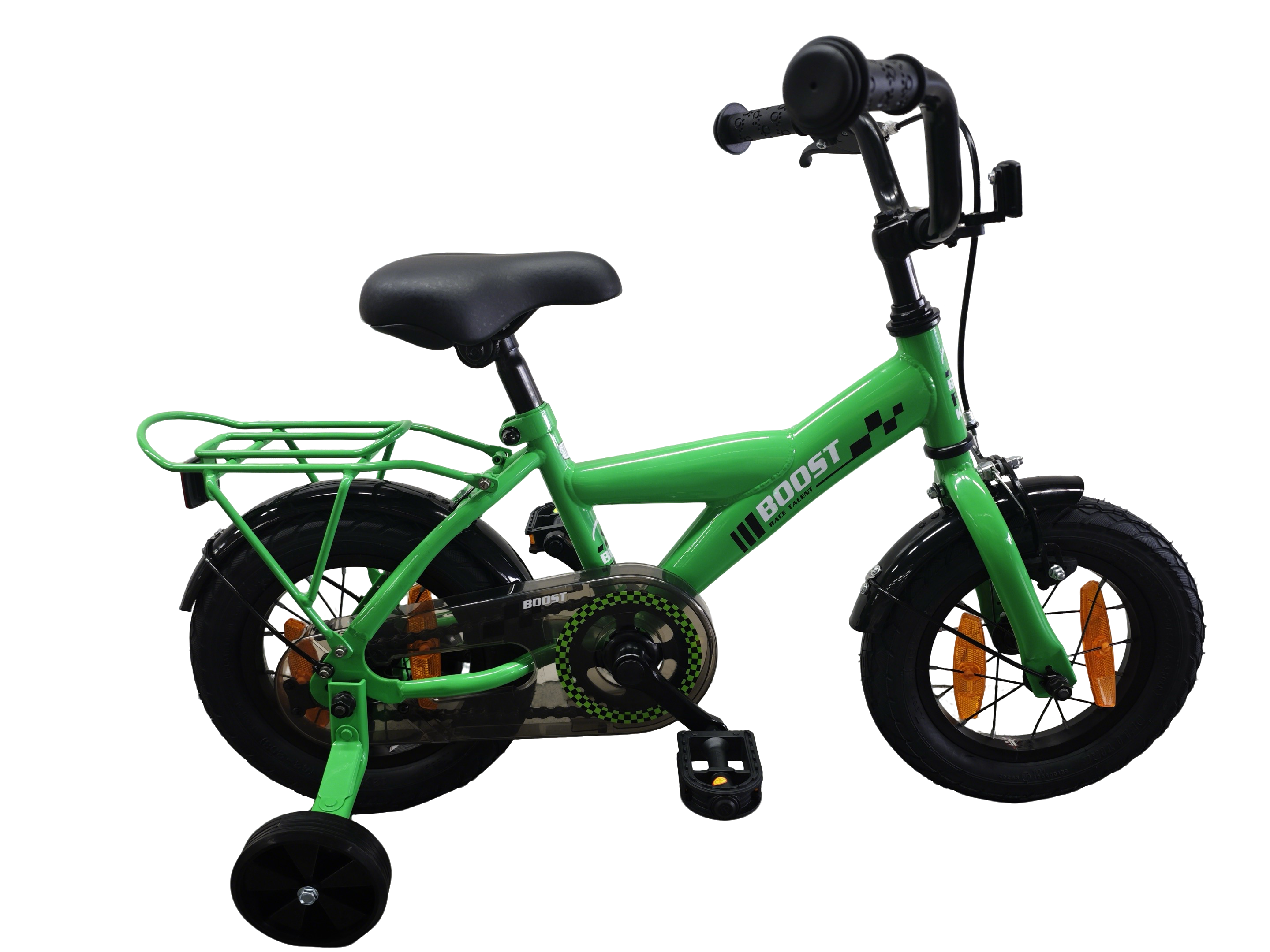 Bikefun kinderfiets boost 12 inch - met zijwieltjes en remnaaf - groen