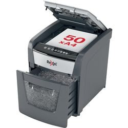 Rexel optimum autofeed+ 50x fluisterstille papierversnipperaar - p4 snippers - automatische invoer tot 50 vel - 20l - zwart