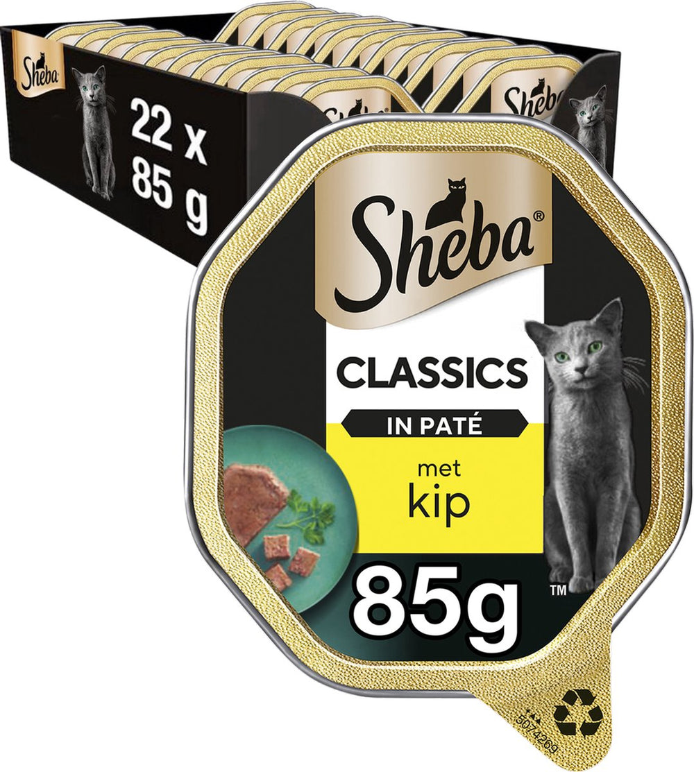 Sheba kattenvoer - classic paté - natvoer - kip - kuipjes 22x85g