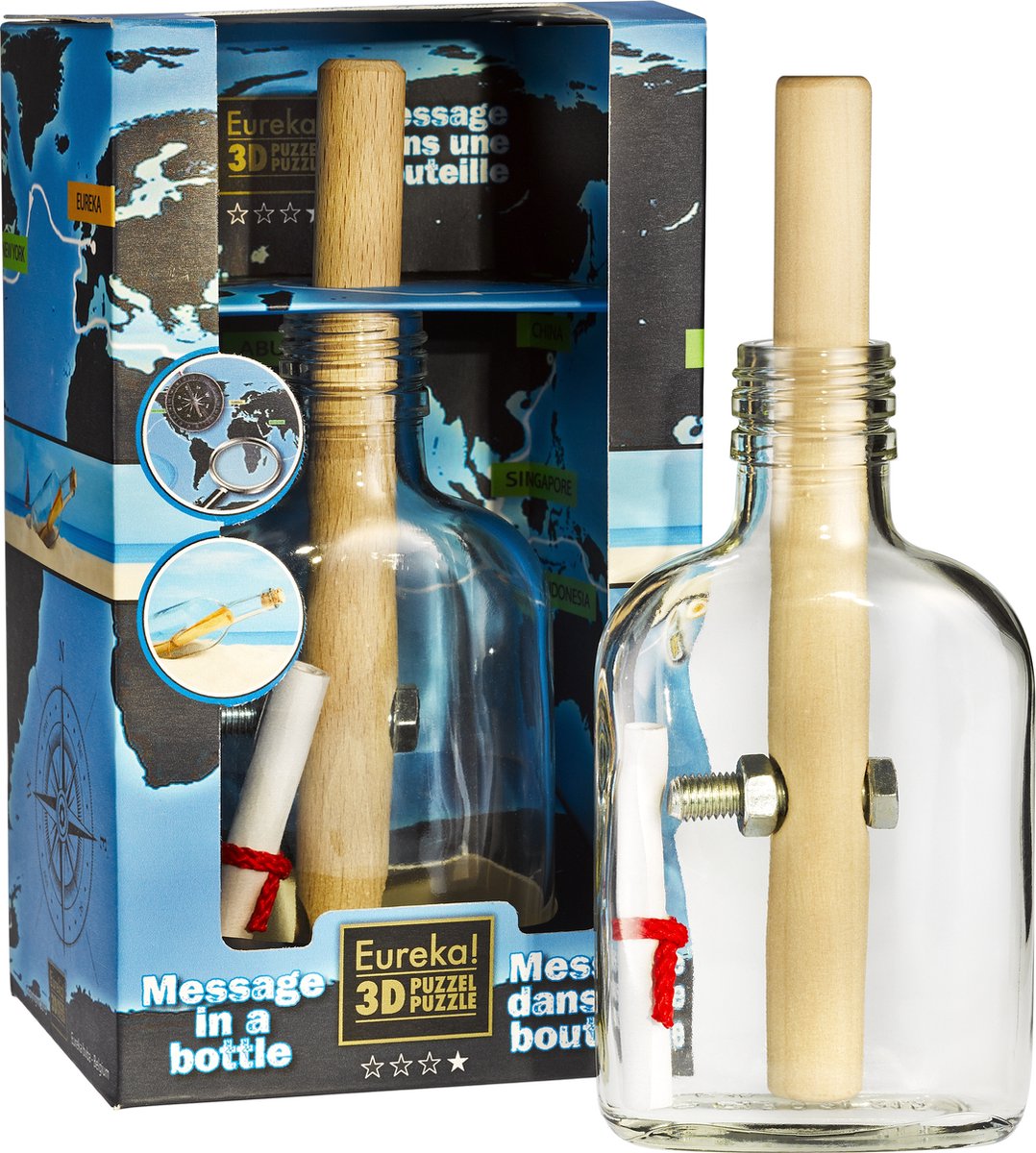 Eureka 3d puzzle breinbreker message in a bottle 12 x 21 cm glas