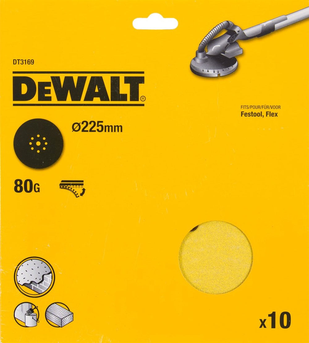 Dewalt dt3169 - schuurpapier schijven - 225mm - 9 gaten - p80