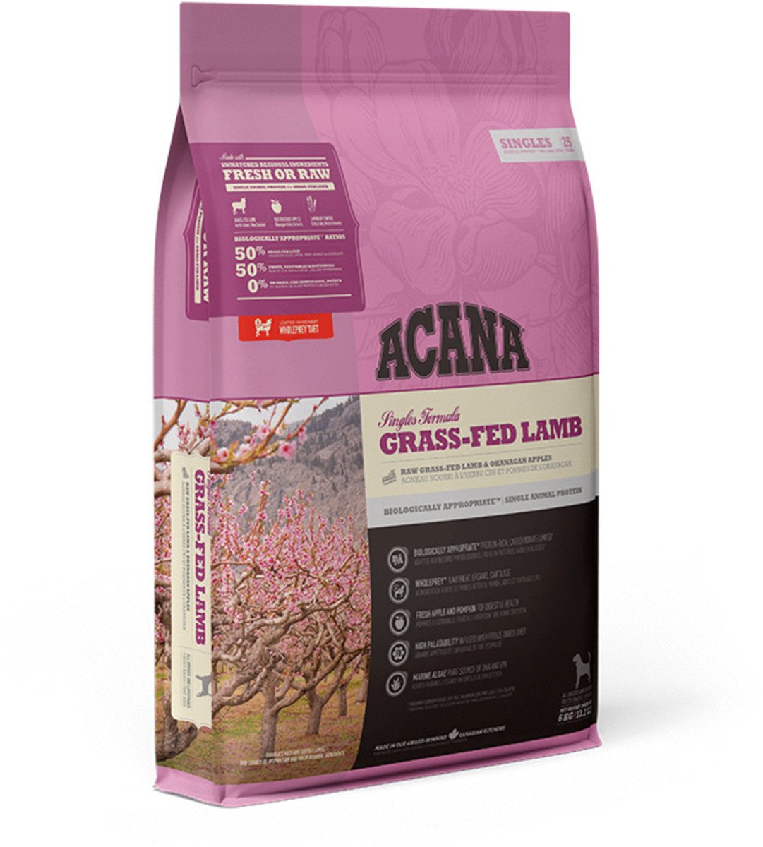 Acana singles grass-fed lamb lam appel - hondenvoer - 6 kg