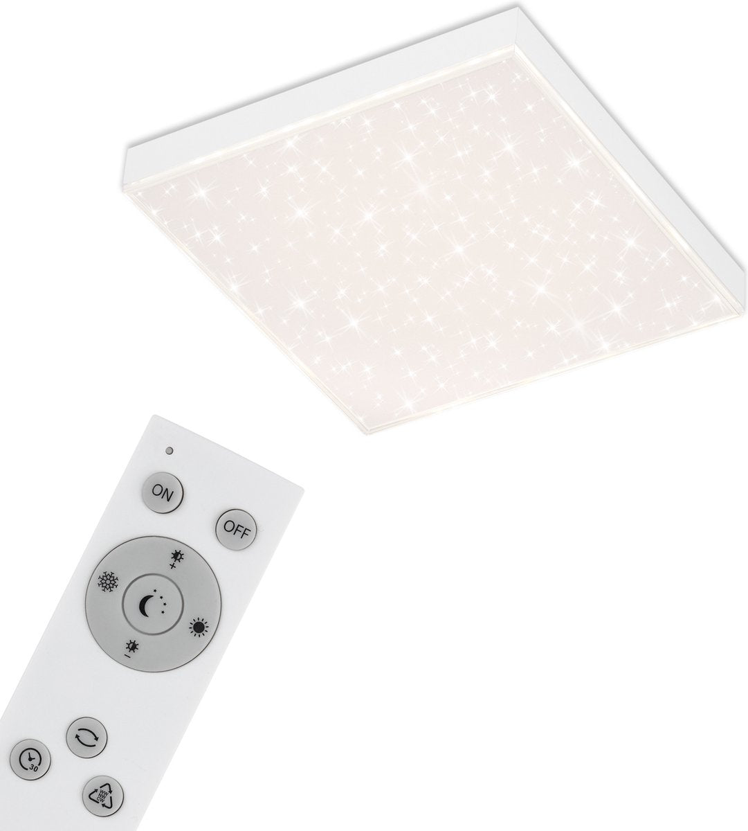Briloner - plafonniére - plafondlamp dimbaar - met lichtrand -sterrendecoratie - incl. afstandsbediening - kleurtemperatuurregeling -15 watt -1.600 lumen - wit
