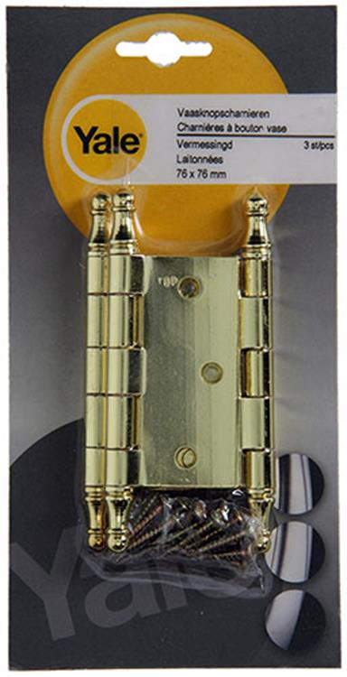 Yale 1019145 - 3 vaasknopscharnieren vermessng 76x76mm | 2 stuks
