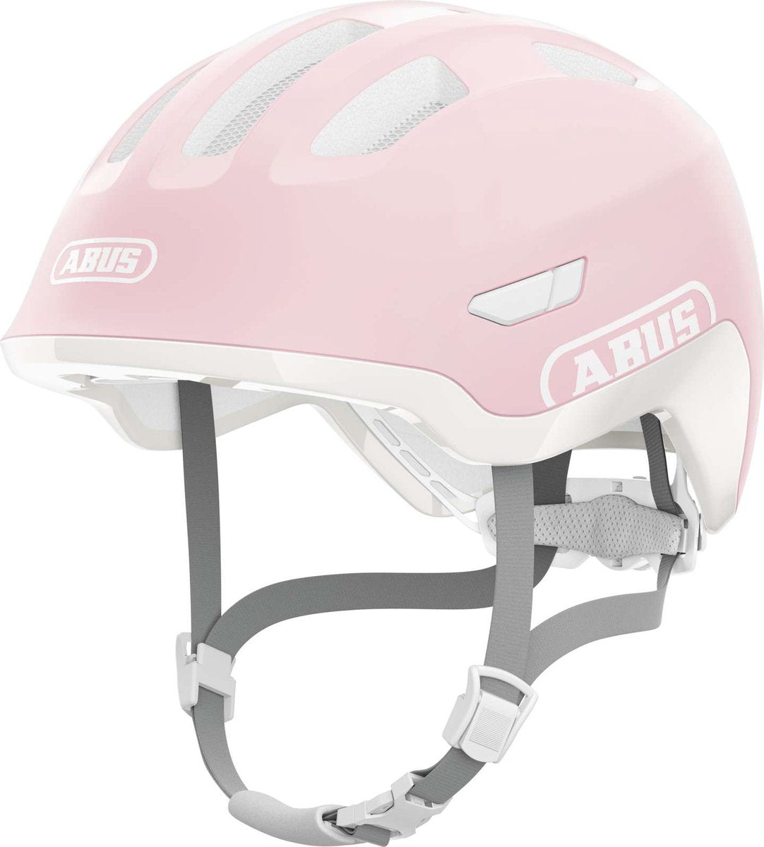 Abus kinderhelm smiley 3.0 ace led - fietshelm met licht - diepe pasvorm ruimte voor een vlecht - voor meisjes en jongens - pure rose, maat s