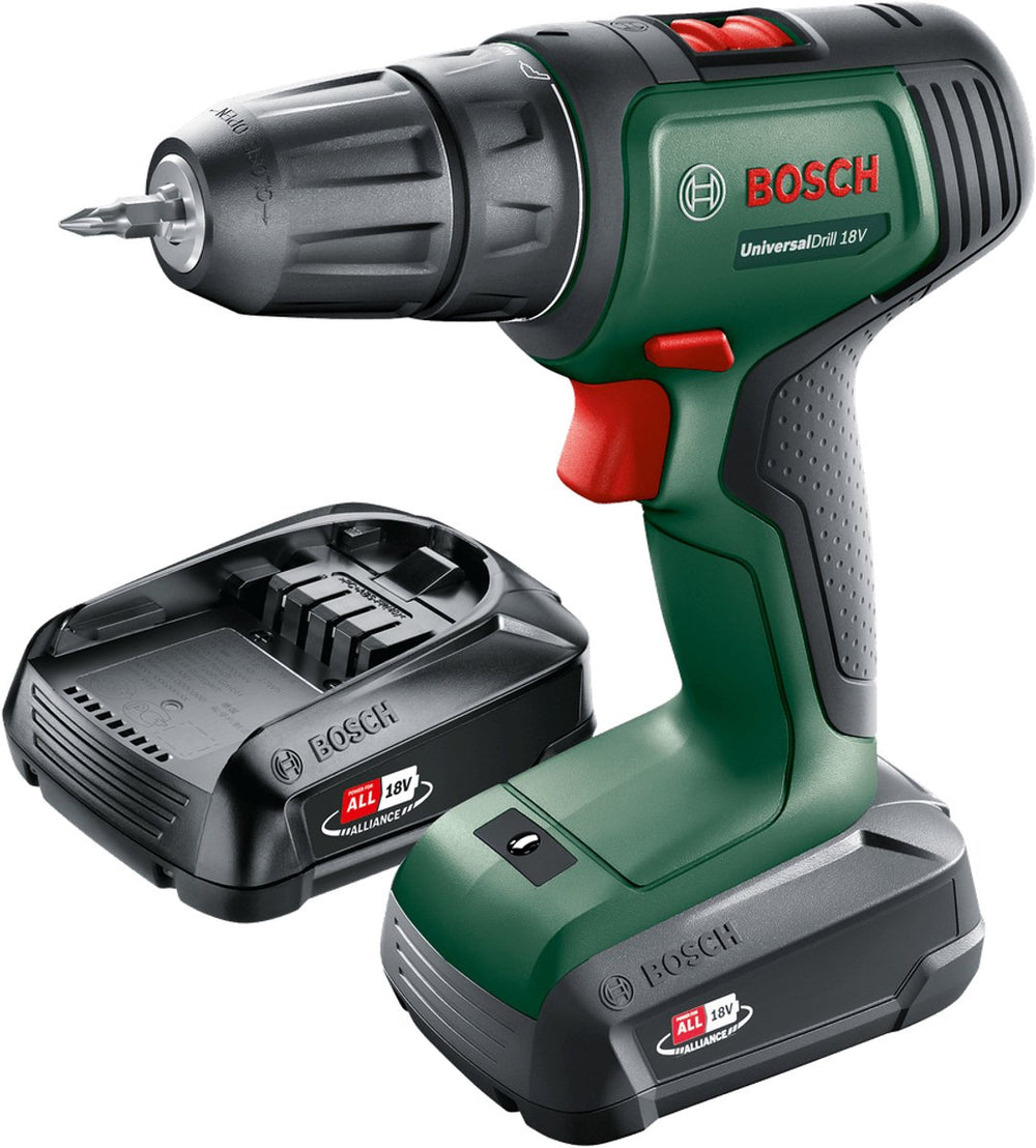 Bosch universaldrill 18 accuschroefboormachine - met 2x 18 v accu en lader - in koffer