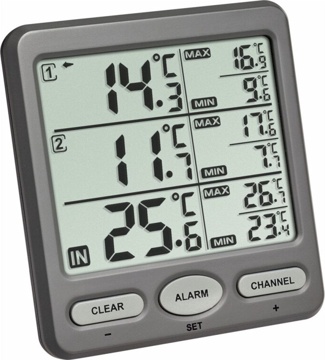 Tfa dostmann trio 30.3062.10 draadloze thermometer antraciet