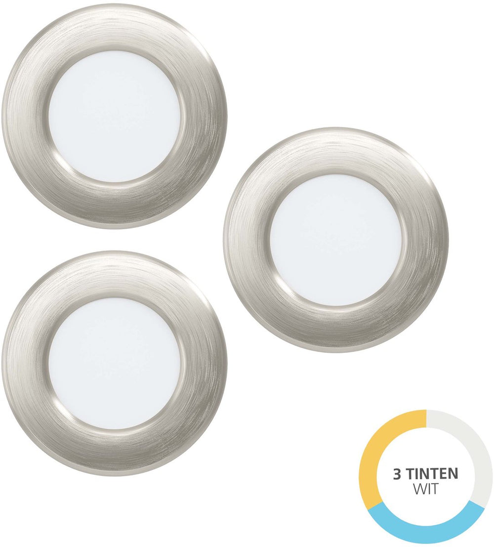 Eglo fueva 6 inbouwspot - led - ø 8.8 cm - grijs - instelbaar wit licht (warm, neutraal en daglicht) - set van 3 stuks