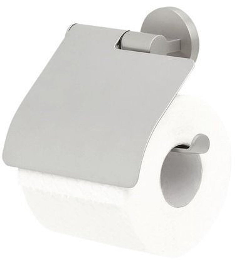 Tiger noon - wc rolhouder met klep - toiletrolhouder - zonder boren - boren of lijmen - rvs geborsteld