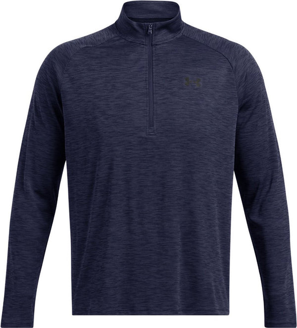 Under armour ua tech textured 1-2 zip-blu heren sportshirt - midnight navy - zwart xl