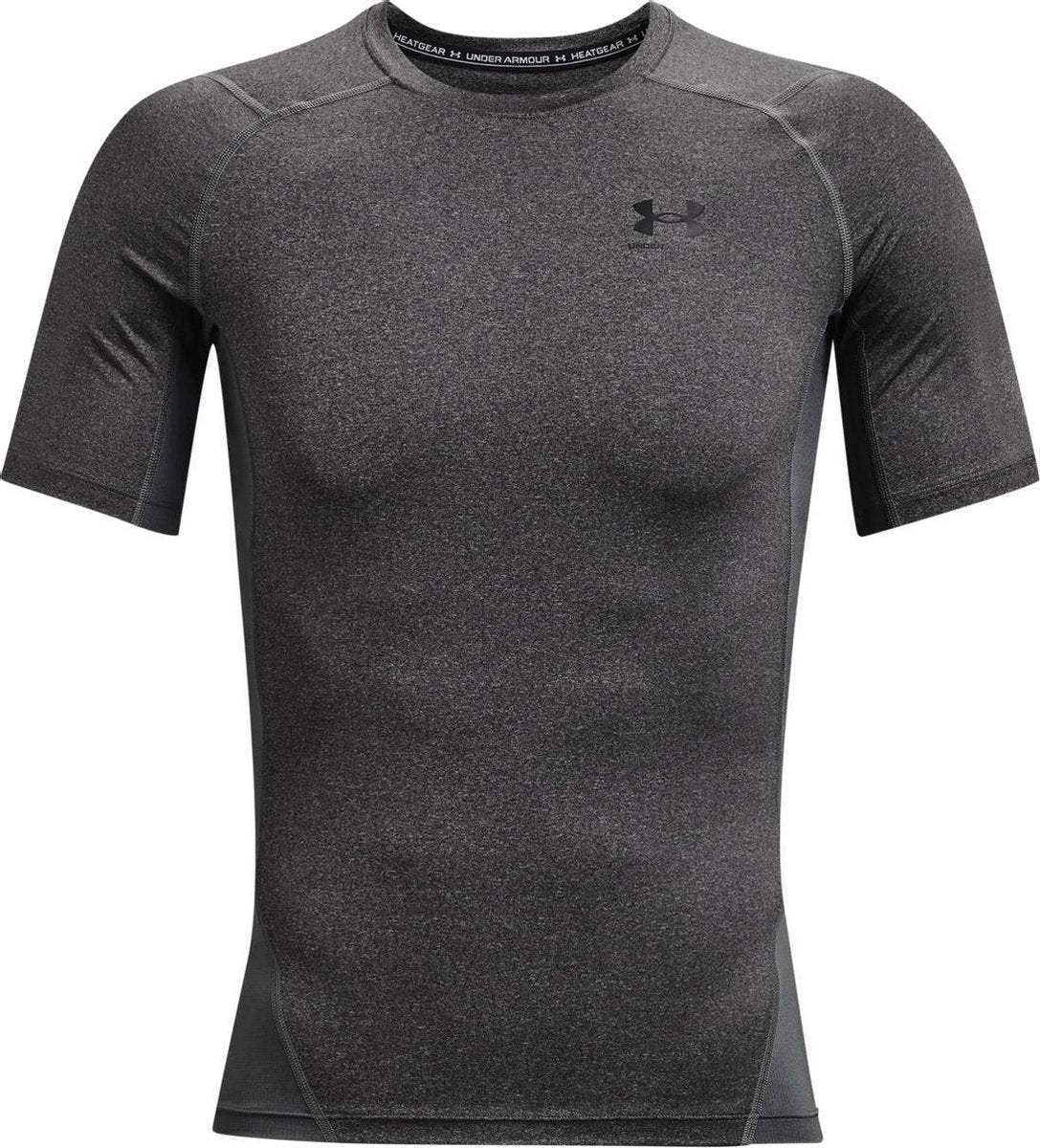 Under armour ua hg armour comp ss heren sportshirt - grijs - zwart