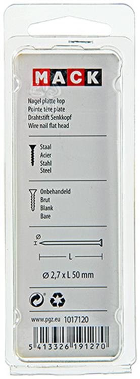 Mack 1017120 - nagel platte kop 100 gr 2,7 x 50 mm | 5 stuks